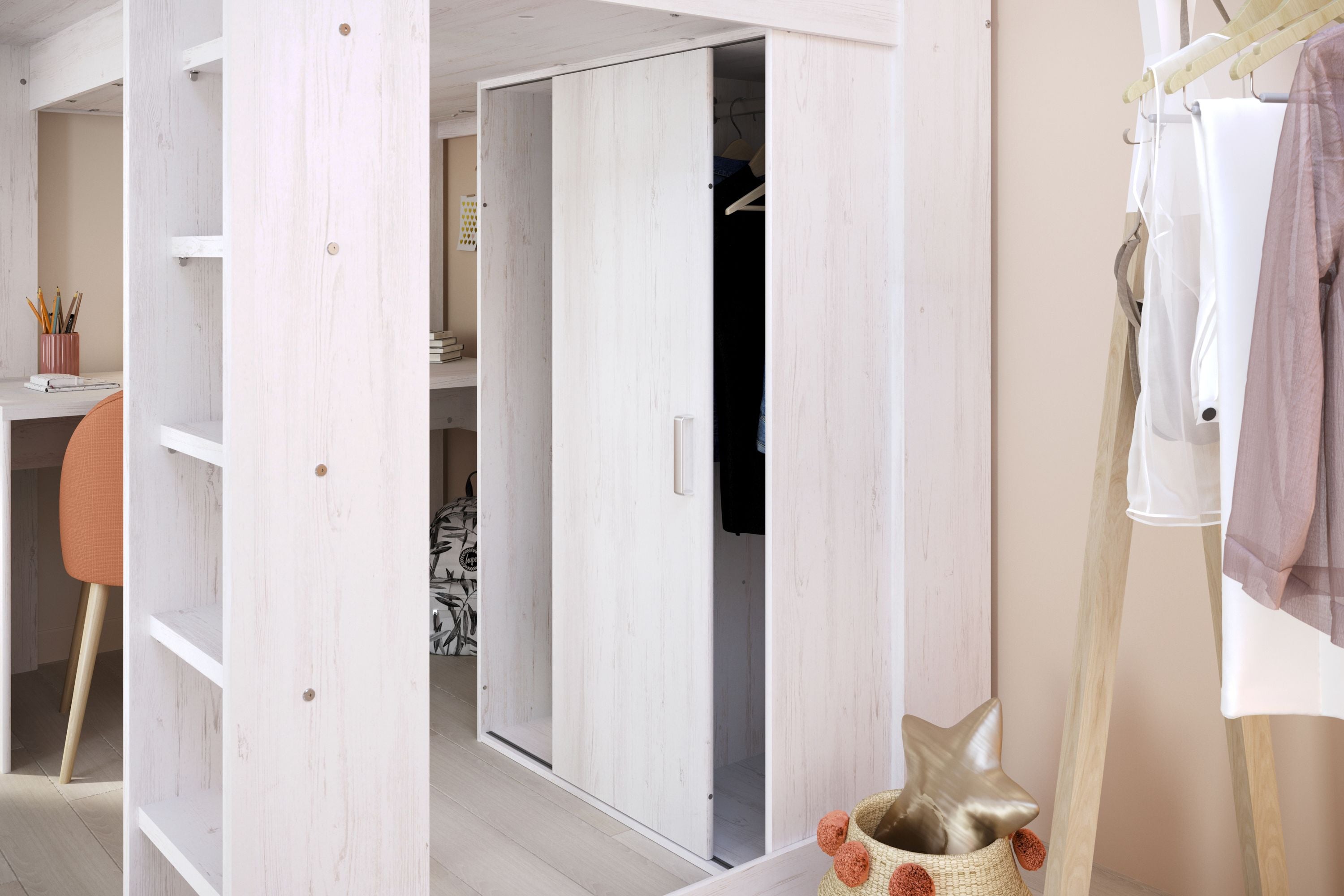 Parisot Hochbett Higher mit Schrank und Schreibtisch
