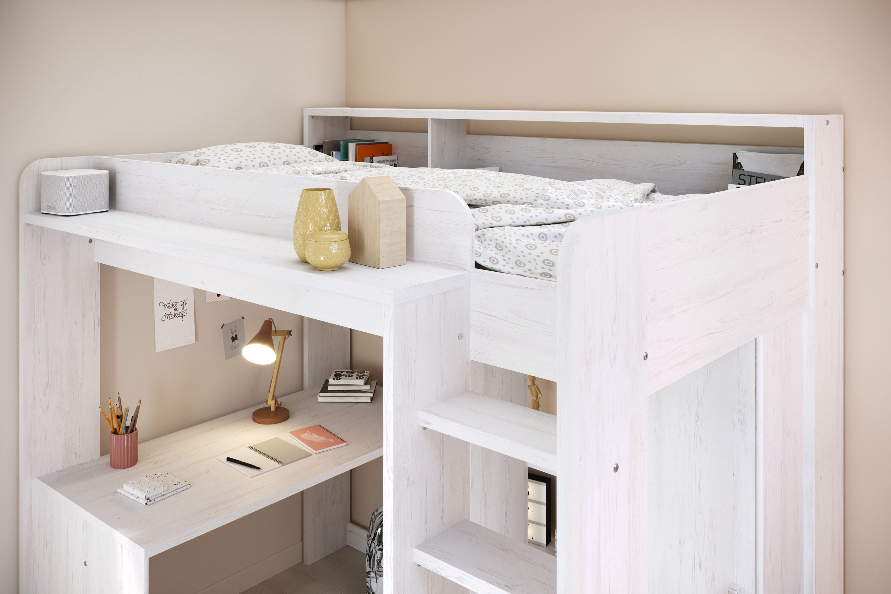 Parisot Hochbett Higher mit Schrank und Schreibtisch