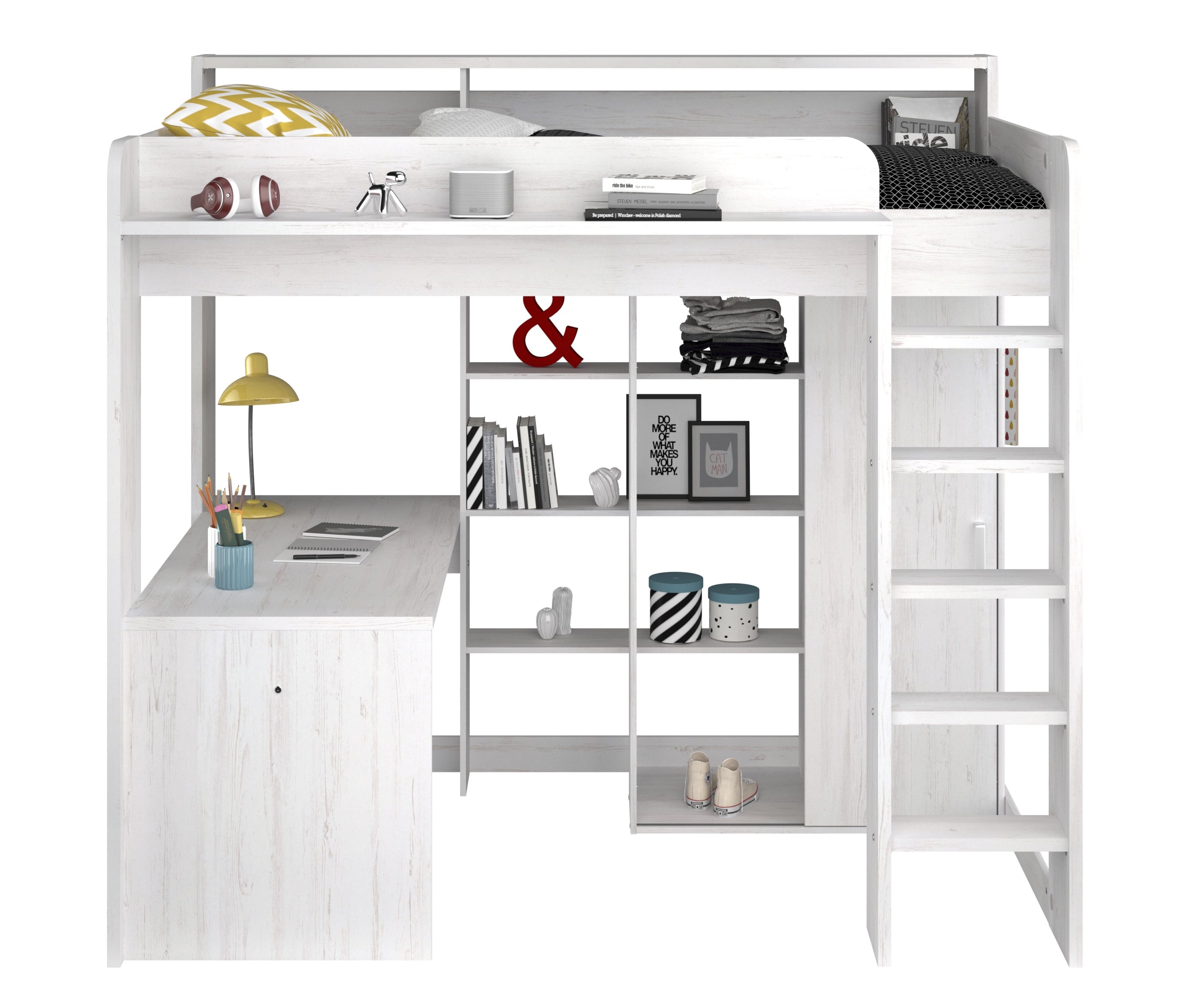Parisot Hochbett Higher mit Schrank und Schreibtisch