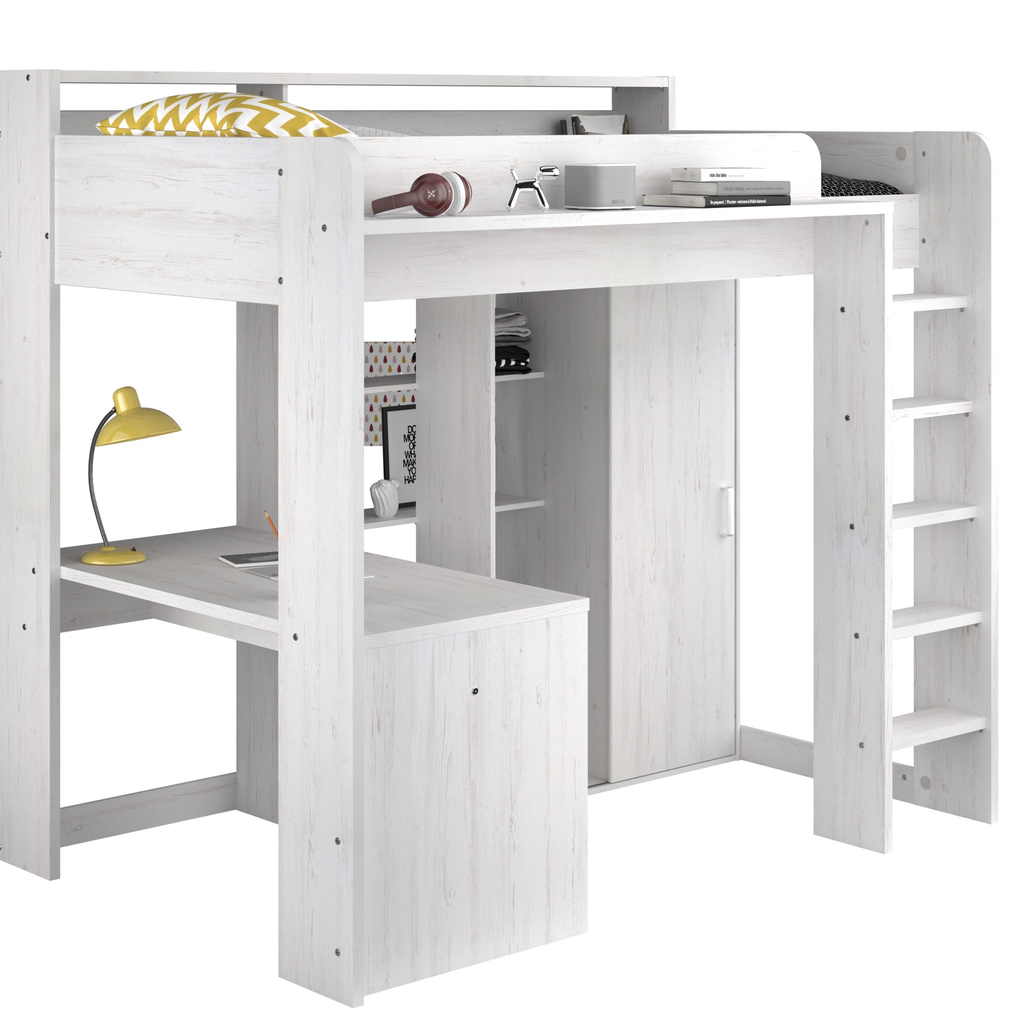 Parisot Hochbett Higher mit Schrank und Schreibtisch