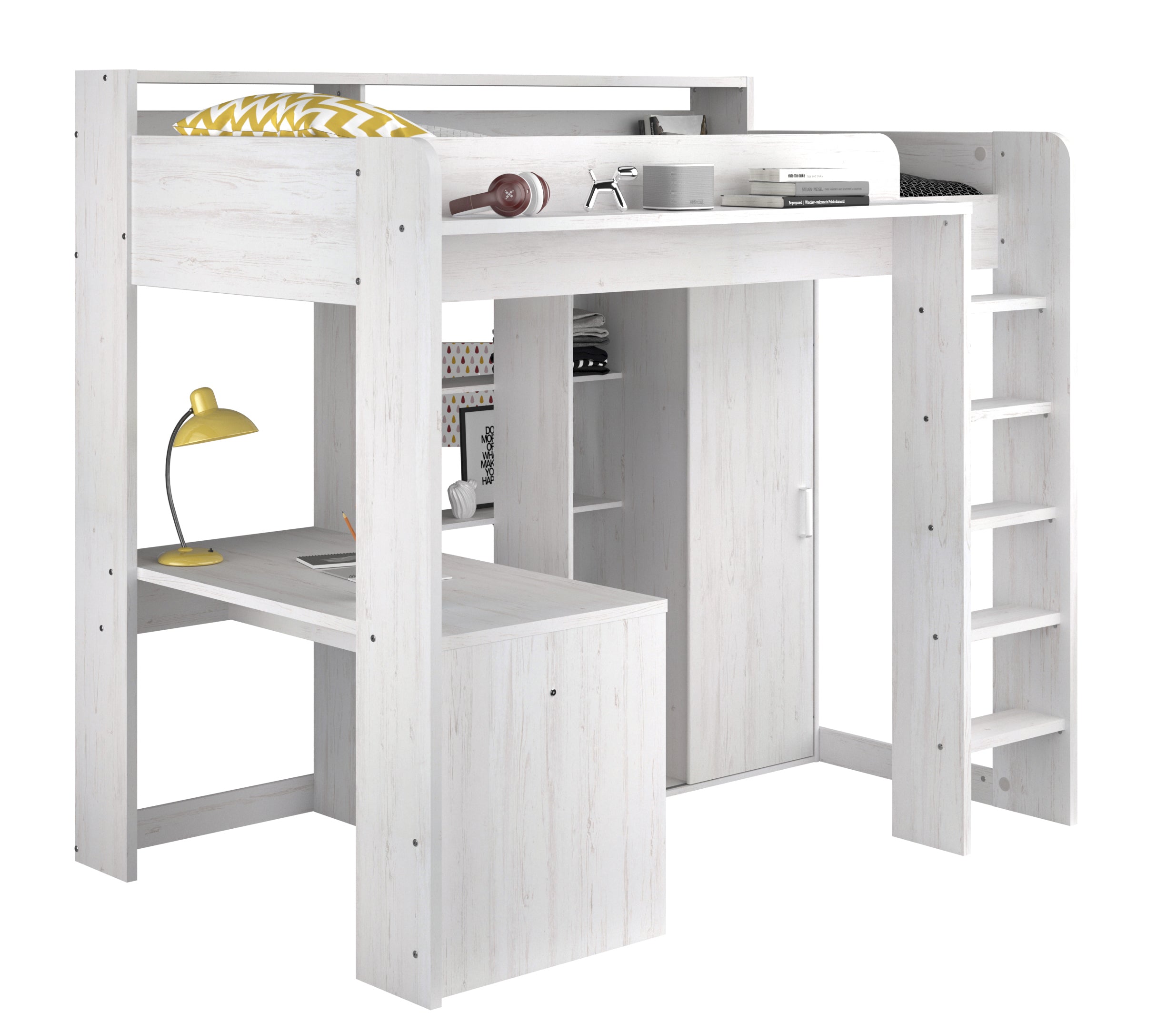 Parisot Hochbett Higher mit Schrank und Schreibtisch