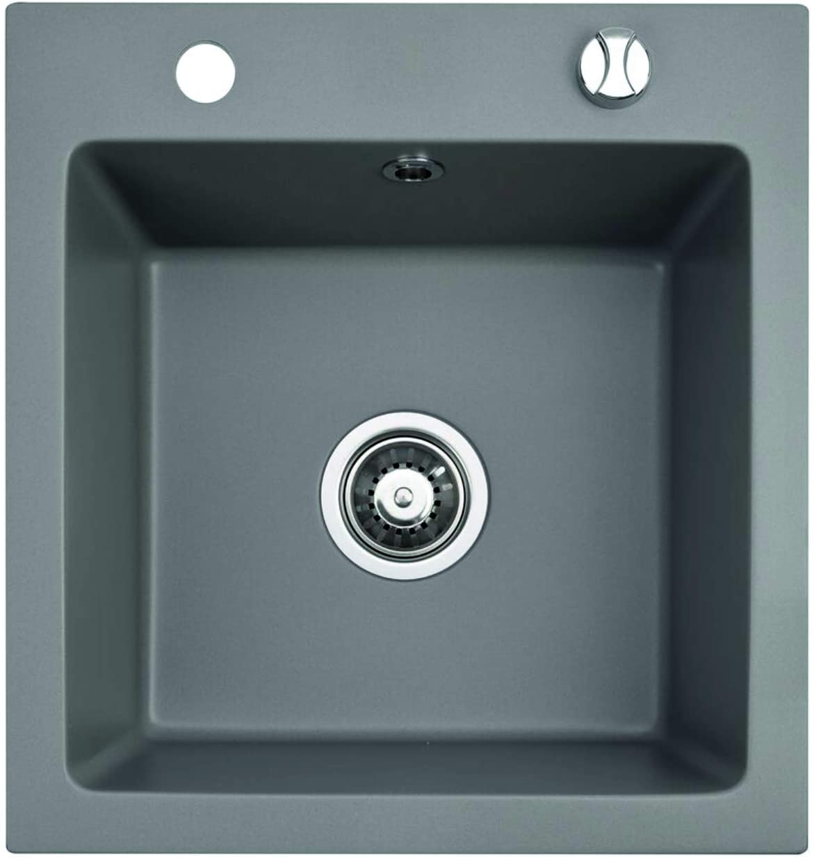 Granitspüle 48x50 Grau + Armatur + Siphon