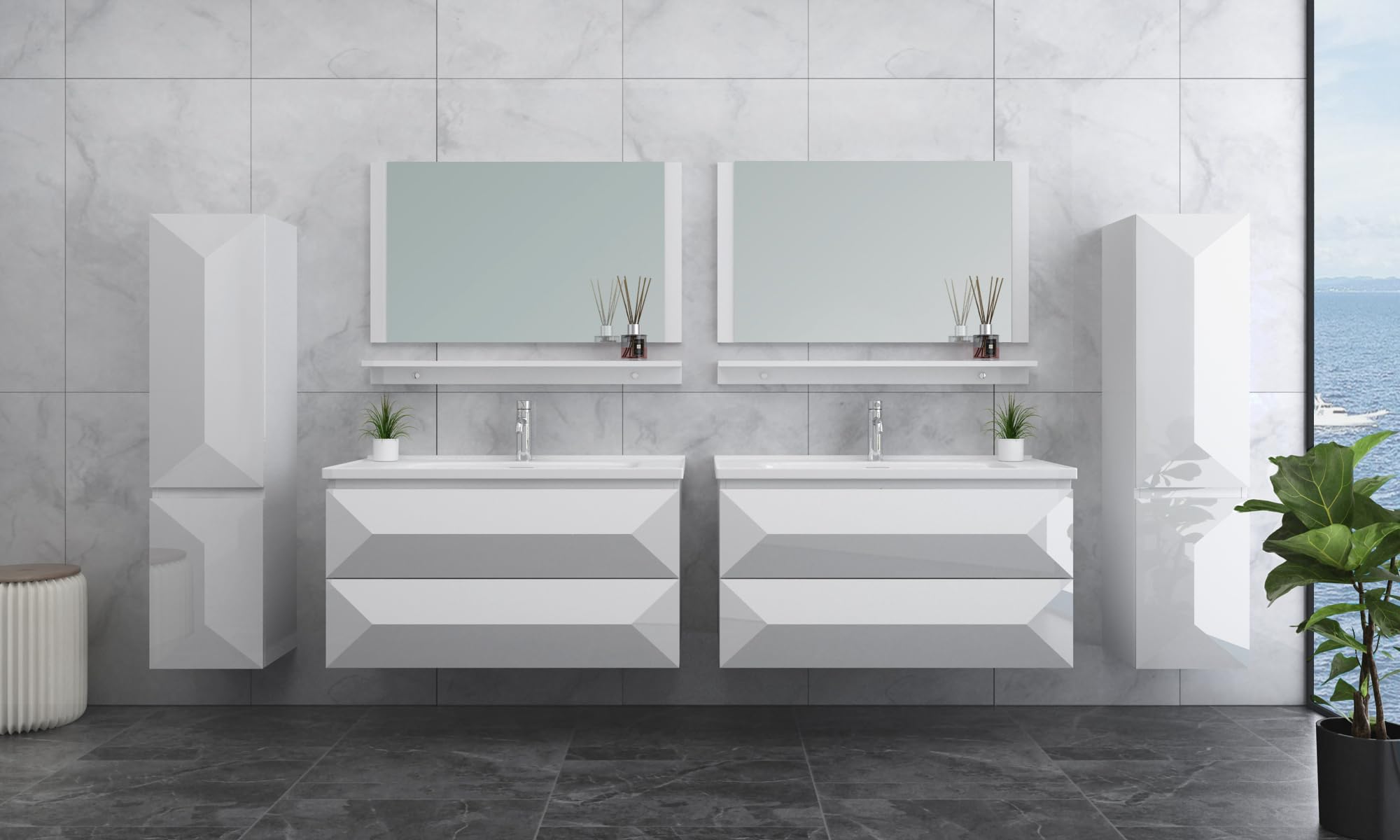 Miran_Badmoebel-Set_90_cm_Hochglanz_Weiss_oder_Schwarz_mit_Spiegel_Soft-Close_vormontiertem_Unterschrank