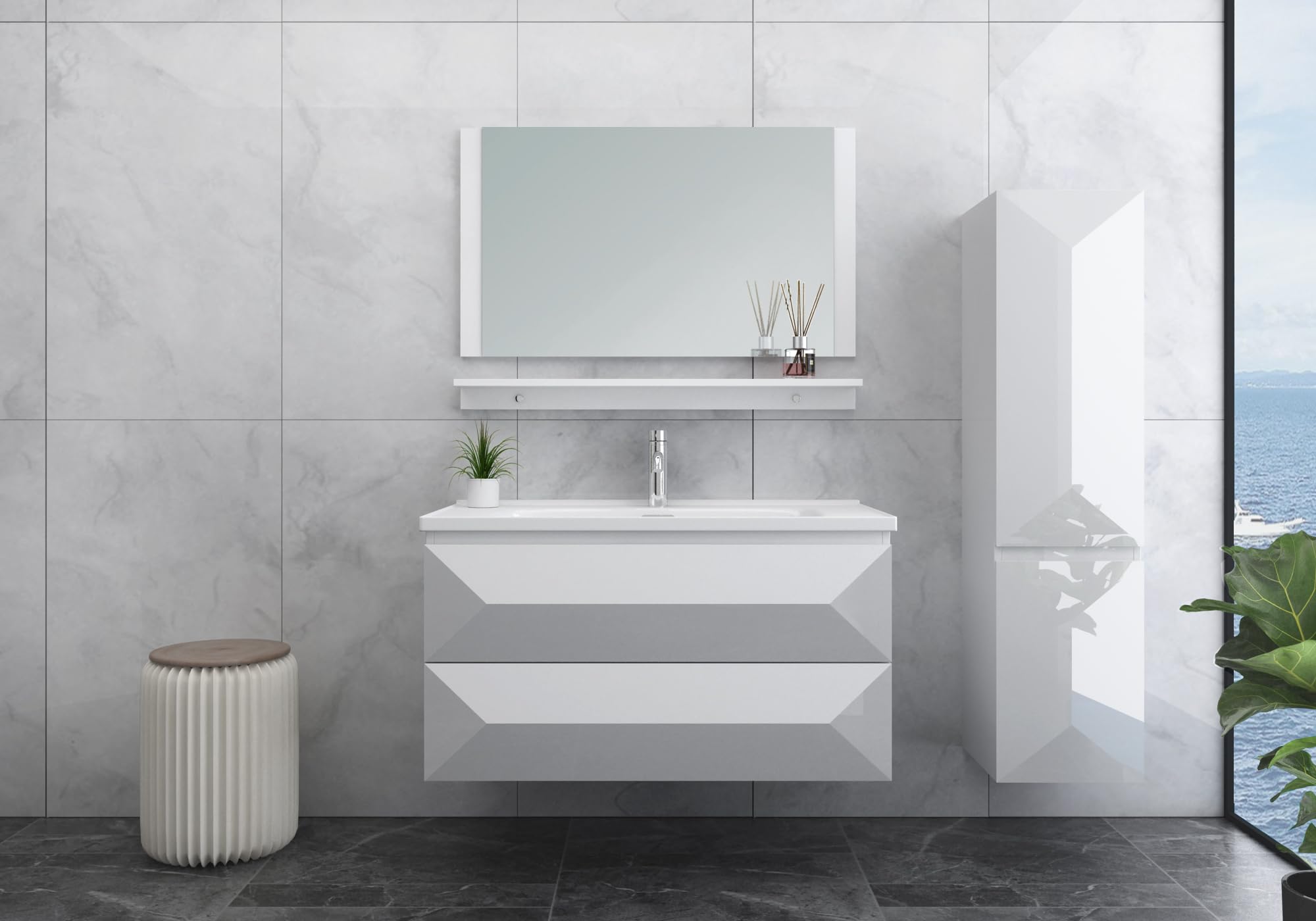 Miran_Badmoebel-Set_90_cm_Hochglanz_Weiss_oder_Schwarz_mit_Spiegel_Soft-Close_vormontiertem_Unterschrank