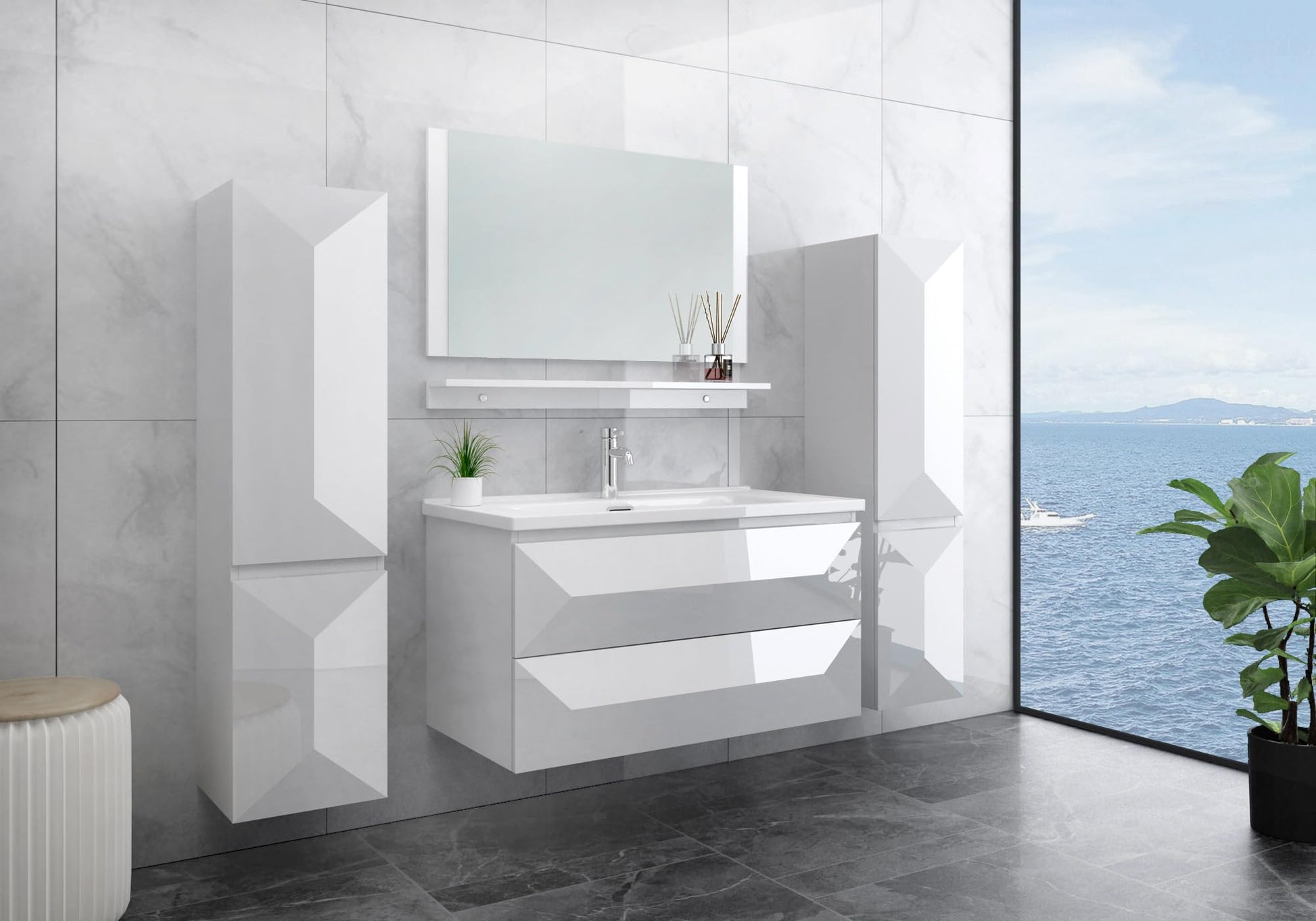 Miran_Badmoebel-Set_90_cm_Hochglanz_Weiss_oder_Schwarz_mit_Spiegel_Soft-Close_vormontiertem_Unterschrank