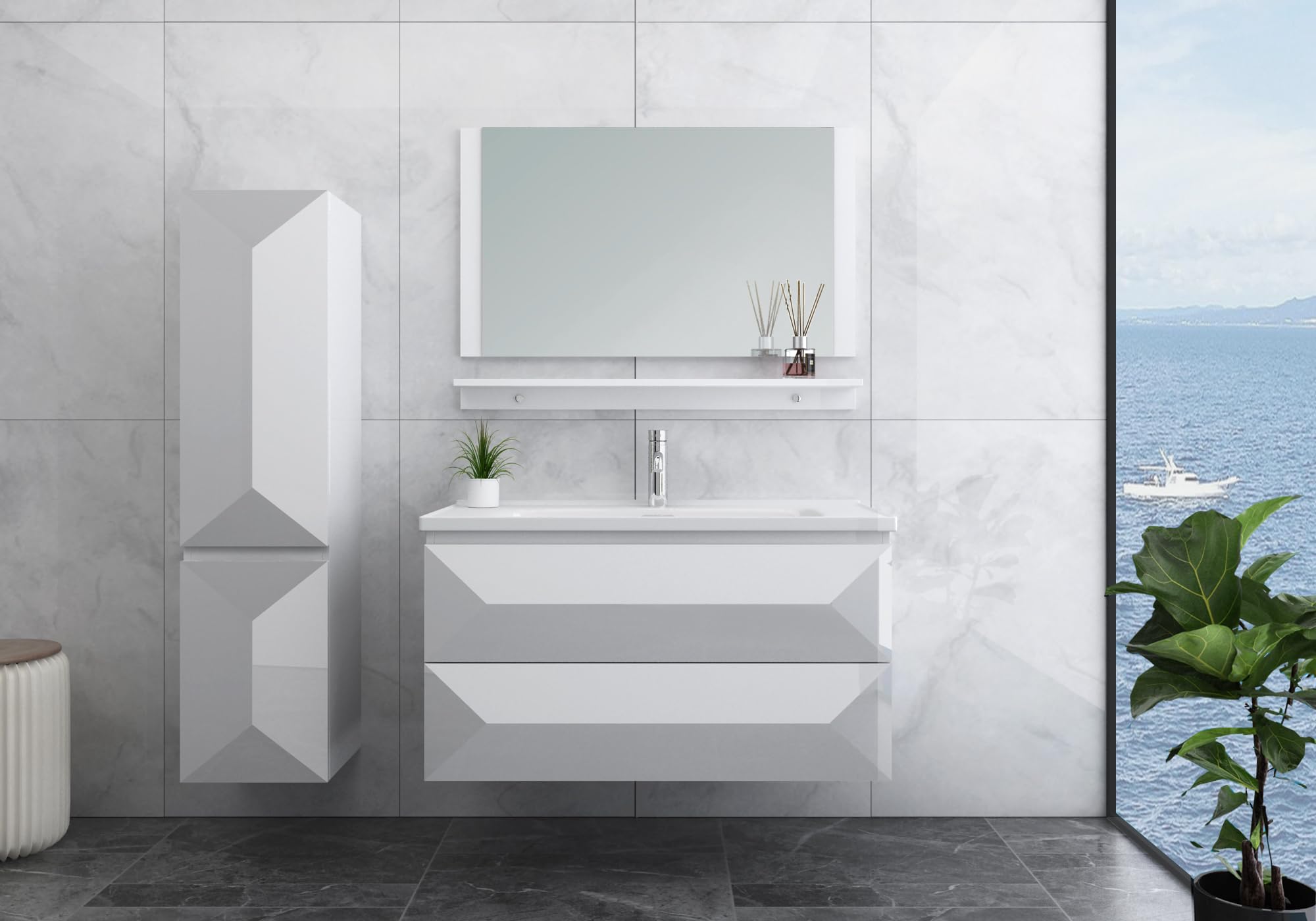 Miran_Badmoebel-Set_90_cm_Hochglanz_Weiss_oder_Schwarz_mit_Spiegel_Soft-Close_vormontiertem_Unterschrank