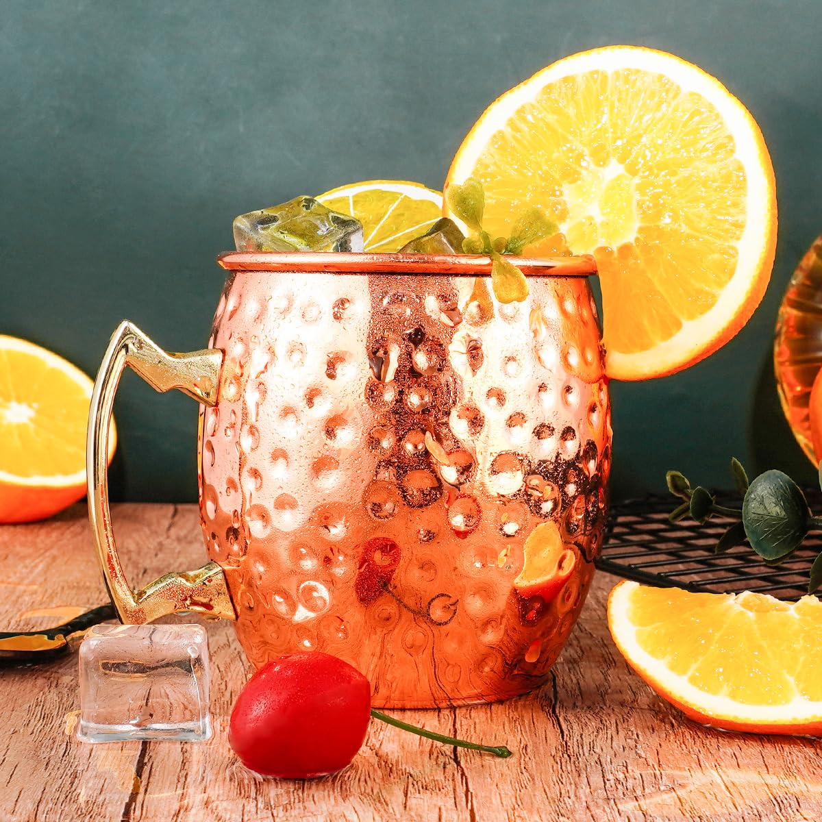 Moscow Mule Becher 500 ml – Handgefertigter Kupferbecher mit Griff, Premium Kupfer für Cocktails & Longdrinks