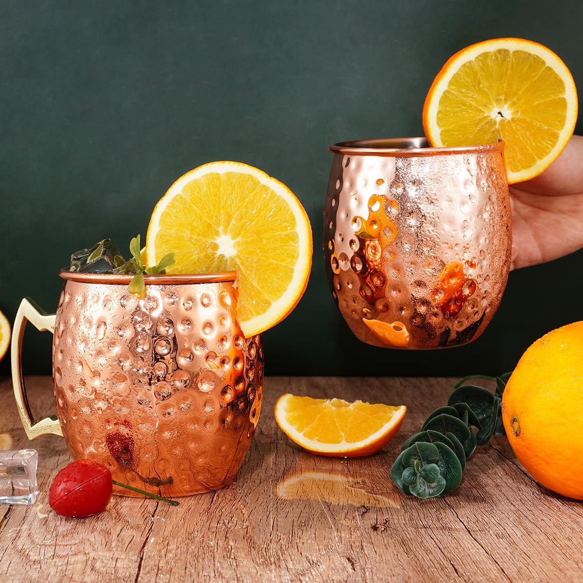 Moscow Mule Becher 500 ml – Handgefertigter Kupferbecher mit Griff, Premium Kupfer für Cocktails & Longdrinks