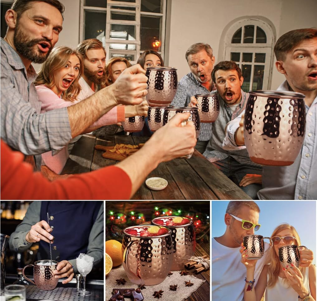 Moscow Mule Becher 500 ml – Handgefertigter Kupferbecher mit Griff, Premium Kupfer für Cocktails & Longdrinks