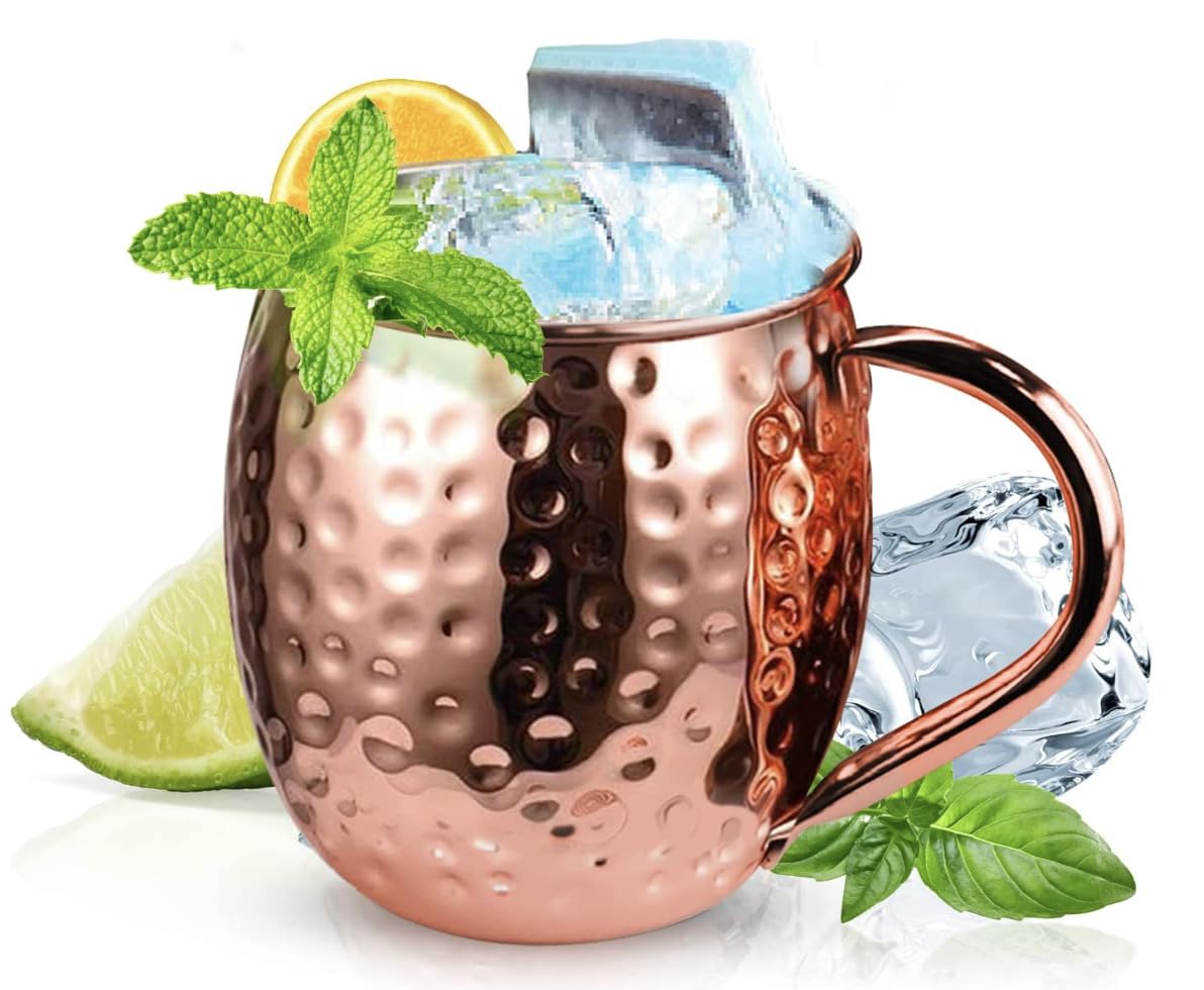 Moscow Mule Becher 500 ml – Handgefertigter Kupferbecher mit Griff, Premium Kupfer für Cocktails & Longdrinks
