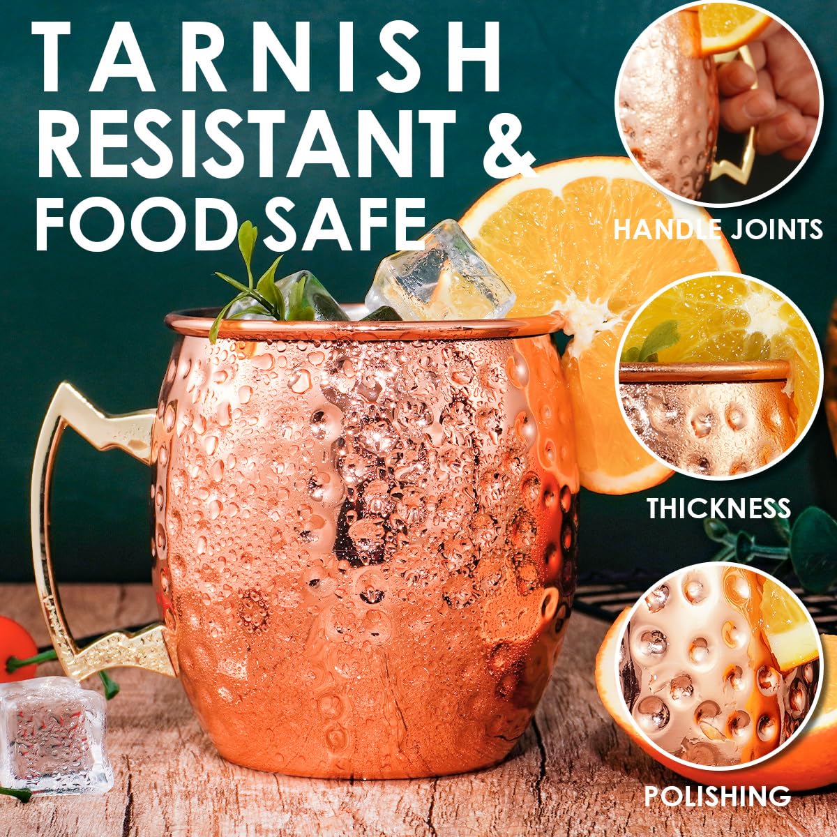 Moscow Mule Becher 500 ml – Handgefertigter Kupferbecher mit Griff, Premium Kupfer für Cocktails & Longdrinks-rose