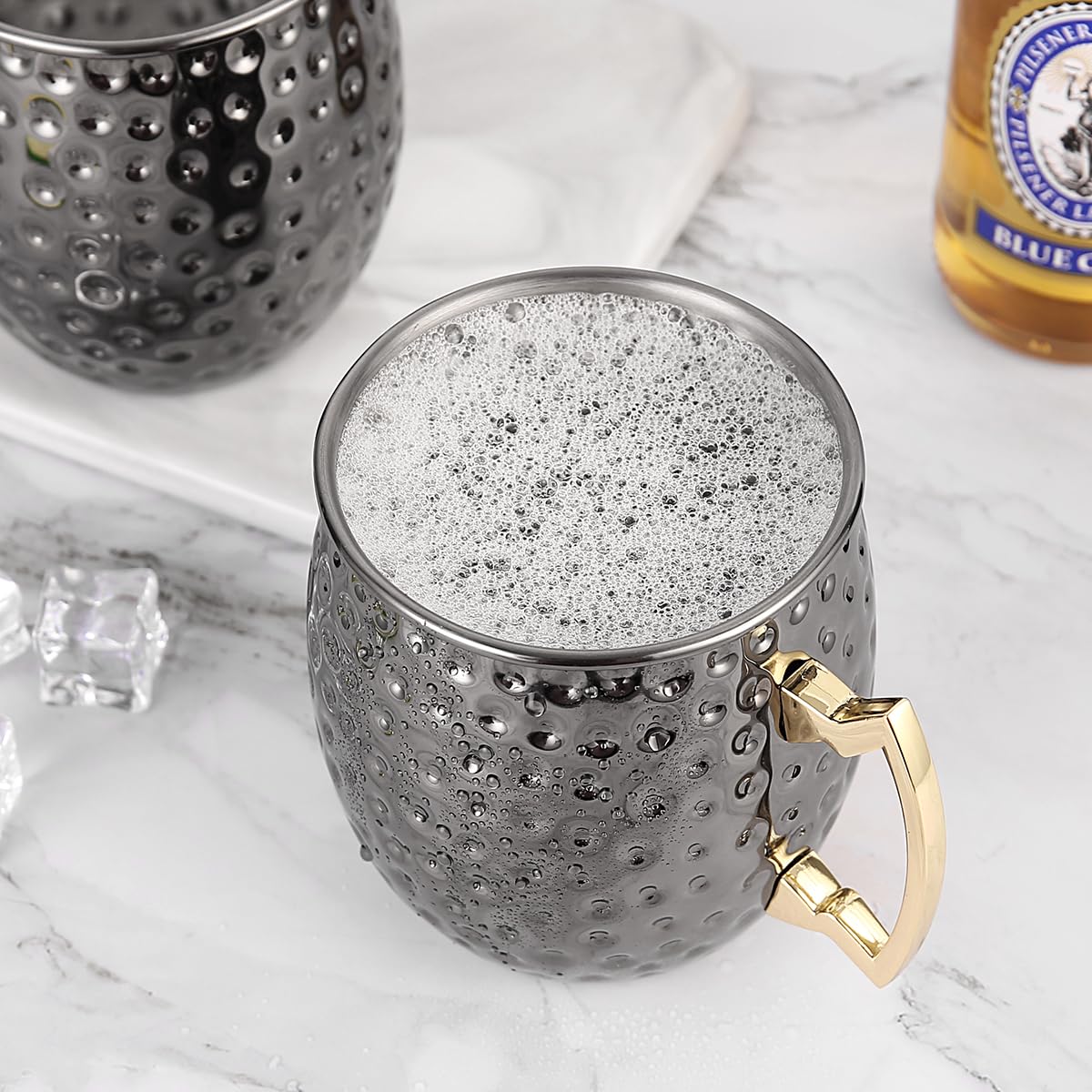 Moscow Mule Becher 500 ml – Handgefertigter Kupferbecher mit Griff, Premium Kupfer für Cocktails & Longdrinks