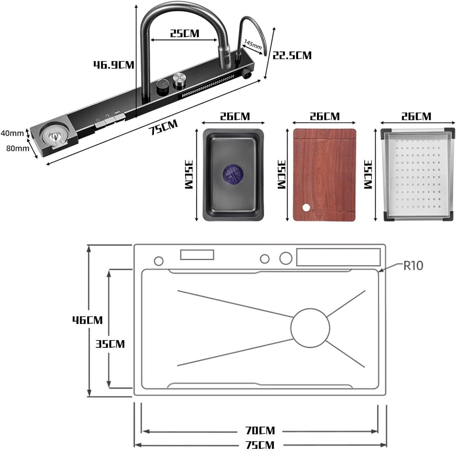 Nano_Kuechenspuele_75x46_cm_in_Schwarz_mit_Armatur