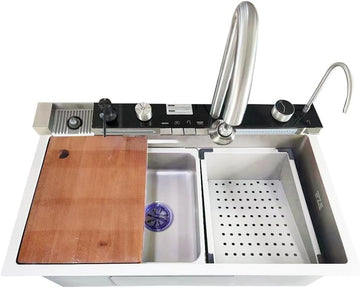 Nano Küchenspüle 75x46 cm in Silber mit Armatur