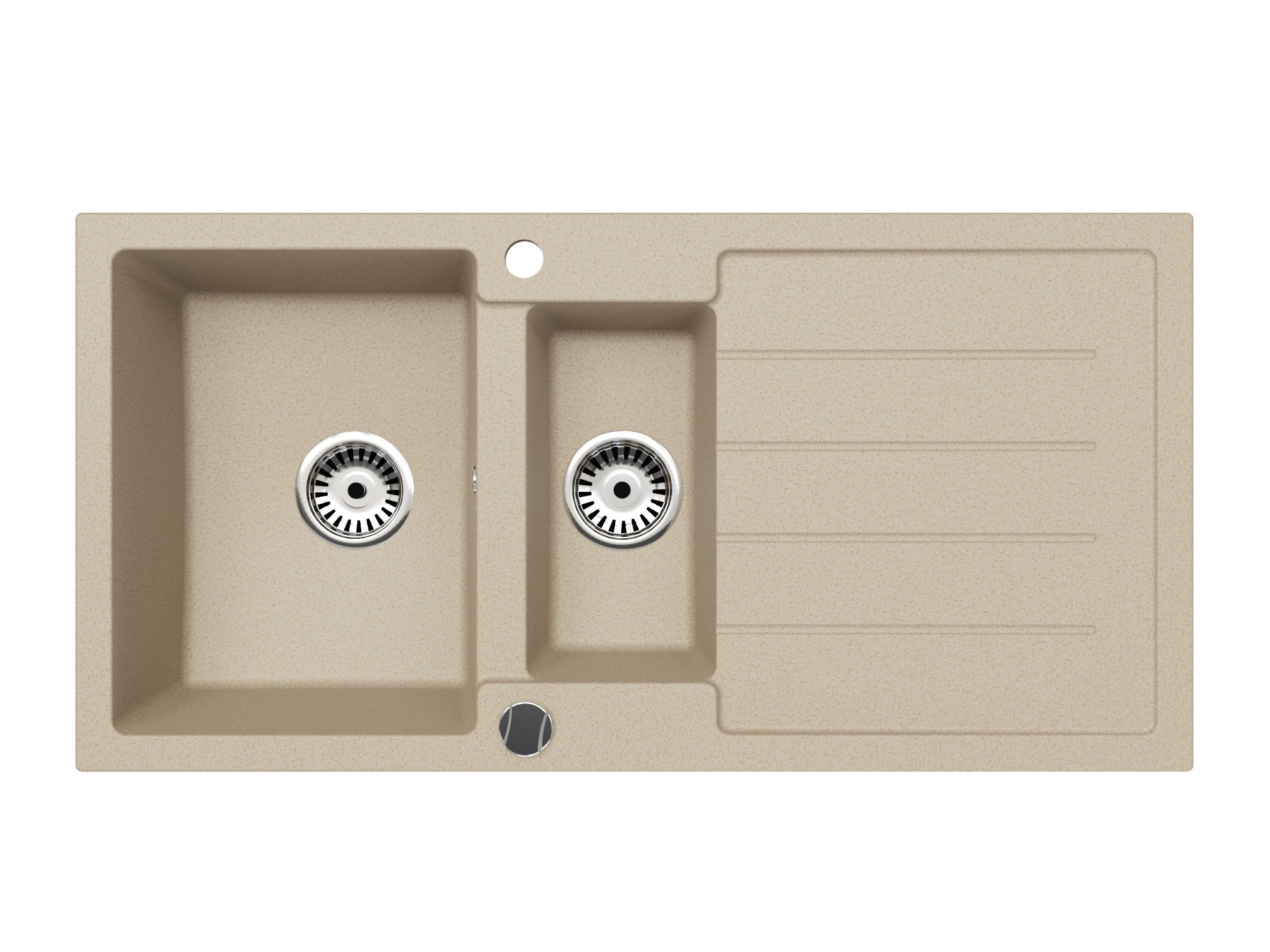 Granitspüle 100x50 cm mit Abtropffläche – Napoli Einbauspüle beidseitig montierbar, inkl. Siphon