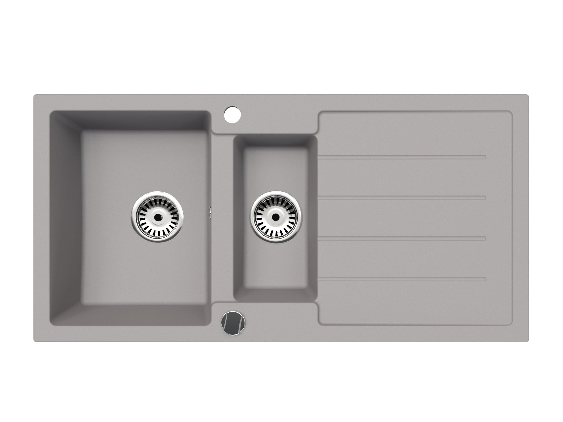 Granitspüle 100x50 cm mit Abtropffläche – Napoli Einbauspüle beidseitig montierbar, inkl. Siphon