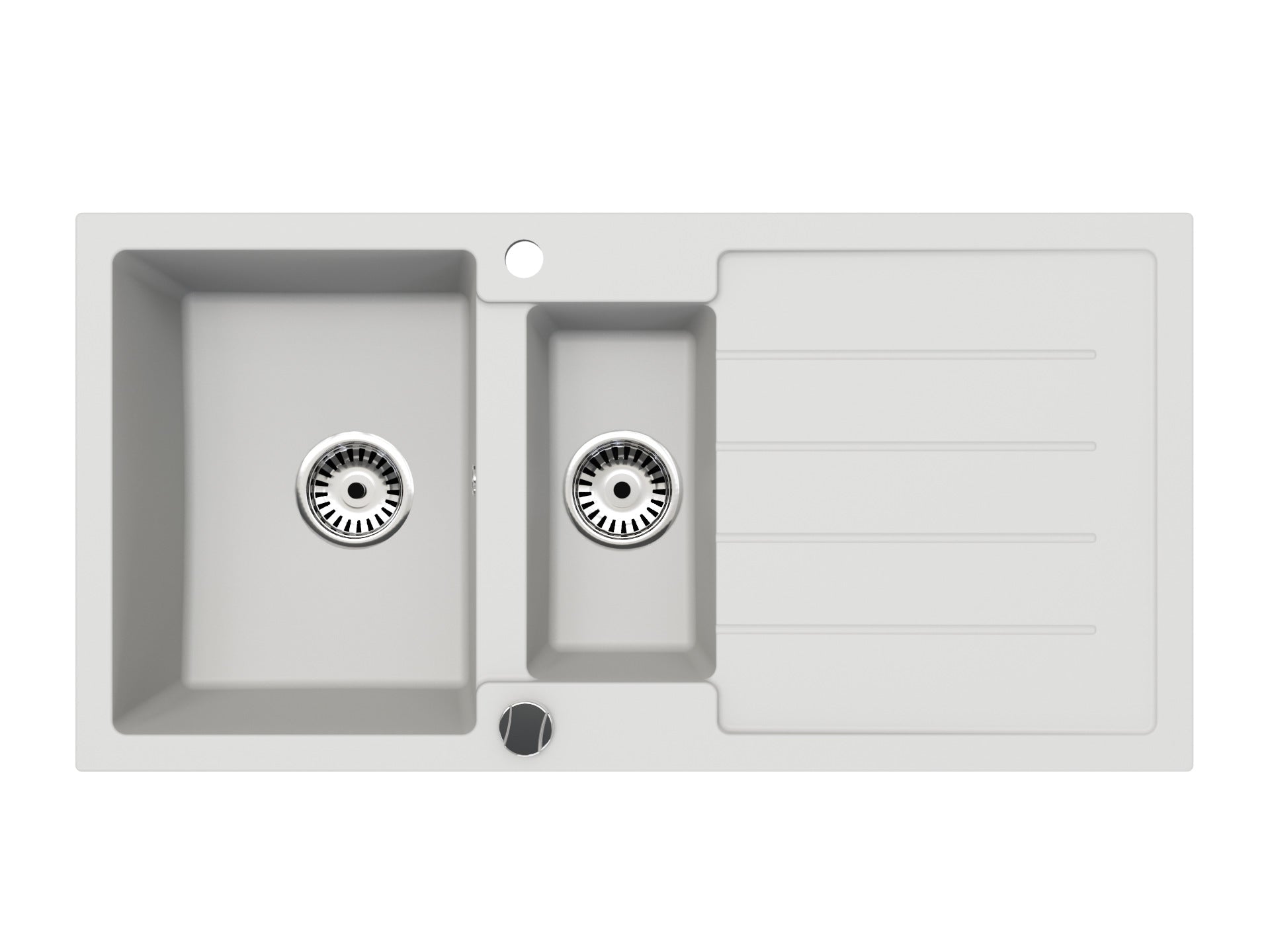 Granitspüle 100x50 cm mit Abtropffläche – Napoli Einbauspüle beidseitig montierbar, inkl. Siphon