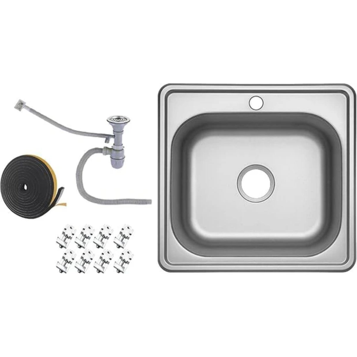 Premium Edelstahl Einbauspüle – Moderne, langlebige & pflegeleichte Küchenspüle mit satinierter Oberfläche & Siphon-Set