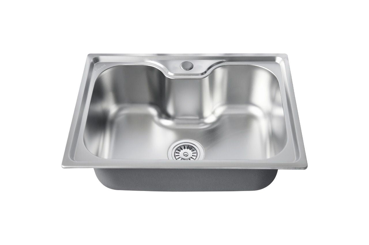 Edelstahlspüle 60x42 cm rechteckig inkl. Siphon-Set (Armatur optional)