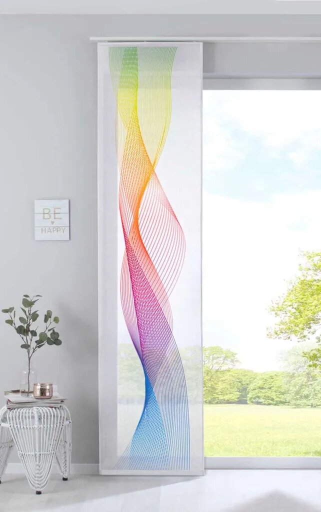 Flächenvorhang 245x60 – Wellenmuster Bunt/Blau/Schwarz