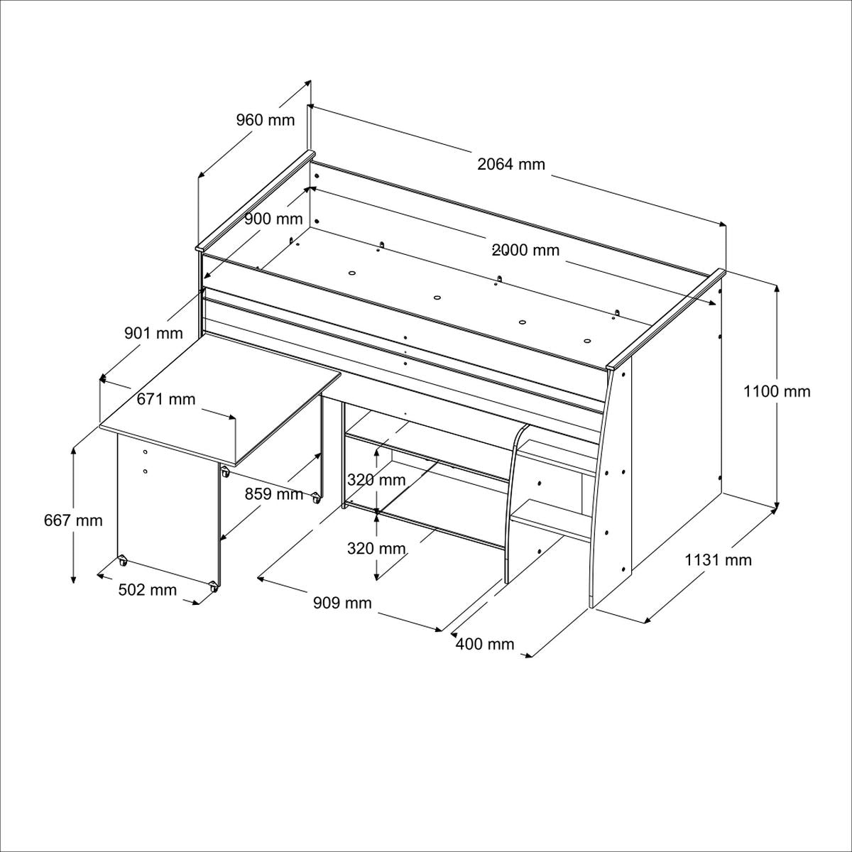 Parisot -  Reverse 22 | Jugendzimmer-Set – Hochbett & Mehrzweckschrank
