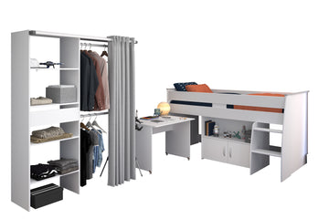 Parisot -  Reverse 22 | Jugendzimmer-Set – Hochbett & Mehrzweckschrank