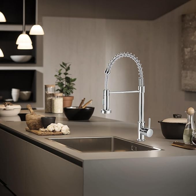 SPIRAL_Kuechenarmatur_Schwarz_Gold_oder_Silber_Profi-Armatur_mit_Ausziehbrause_360_Drehung_Messingkoerper