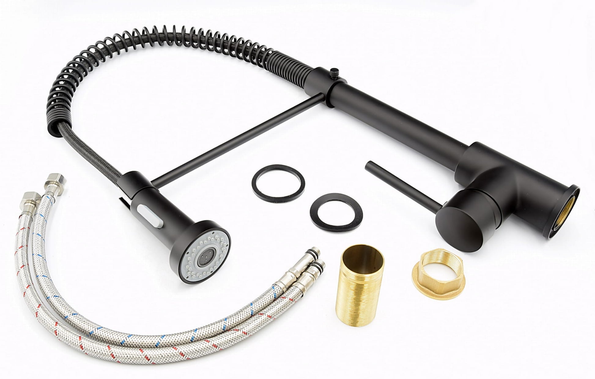 SPIRAL_Kuechenarmatur_Schwarz_Gold_oder_Silber_Profi-Armatur_mit_Ausziehbrause_360_Drehung_Messingkoerper