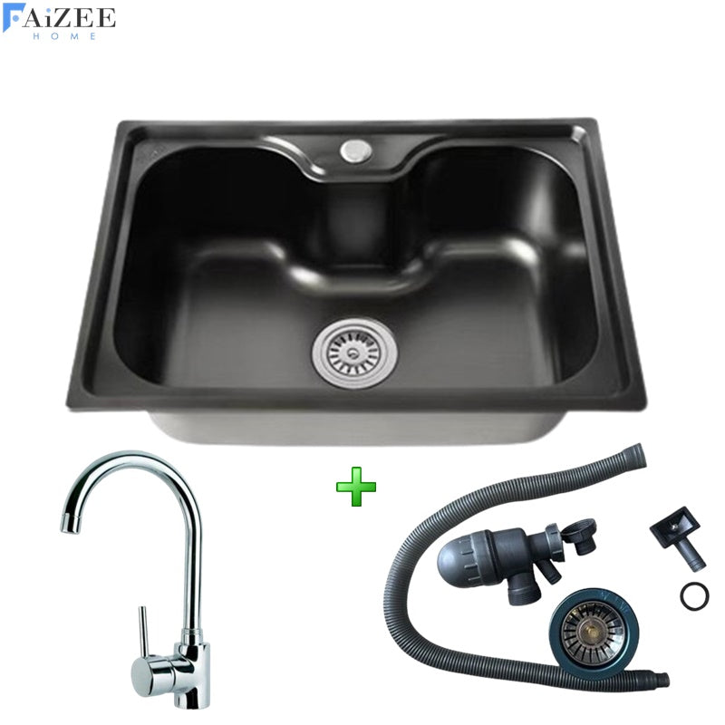 Edelstahlspüle 60x42 cm rechteckig inkl. Siphon-Set (Armatur optional)