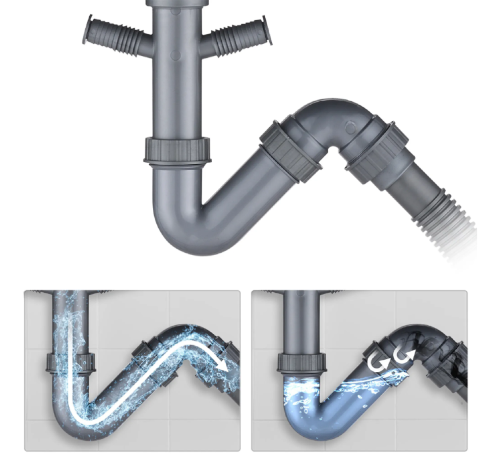 Edelstahlspüle 50,5x55 + Armatur + Siphon Set