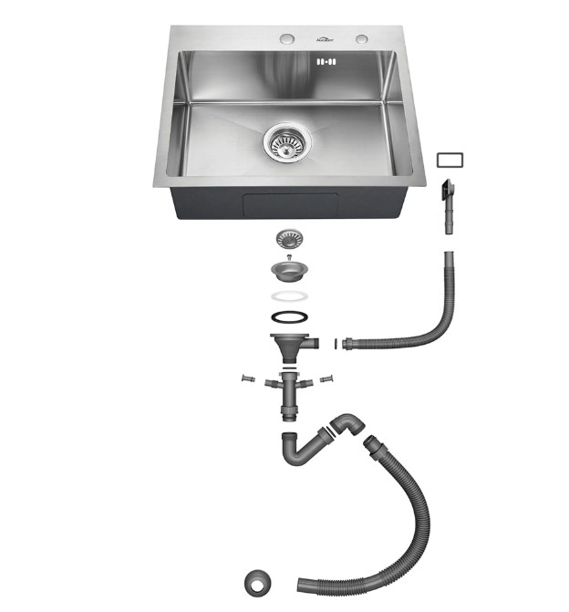 Edelstahlspüle 50,5x55 cm inkl. Siphon-Set