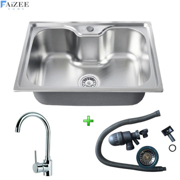 Edelstahlspüle 60x42 cm rechteckig inkl. Siphon-Set (Armatur optional)