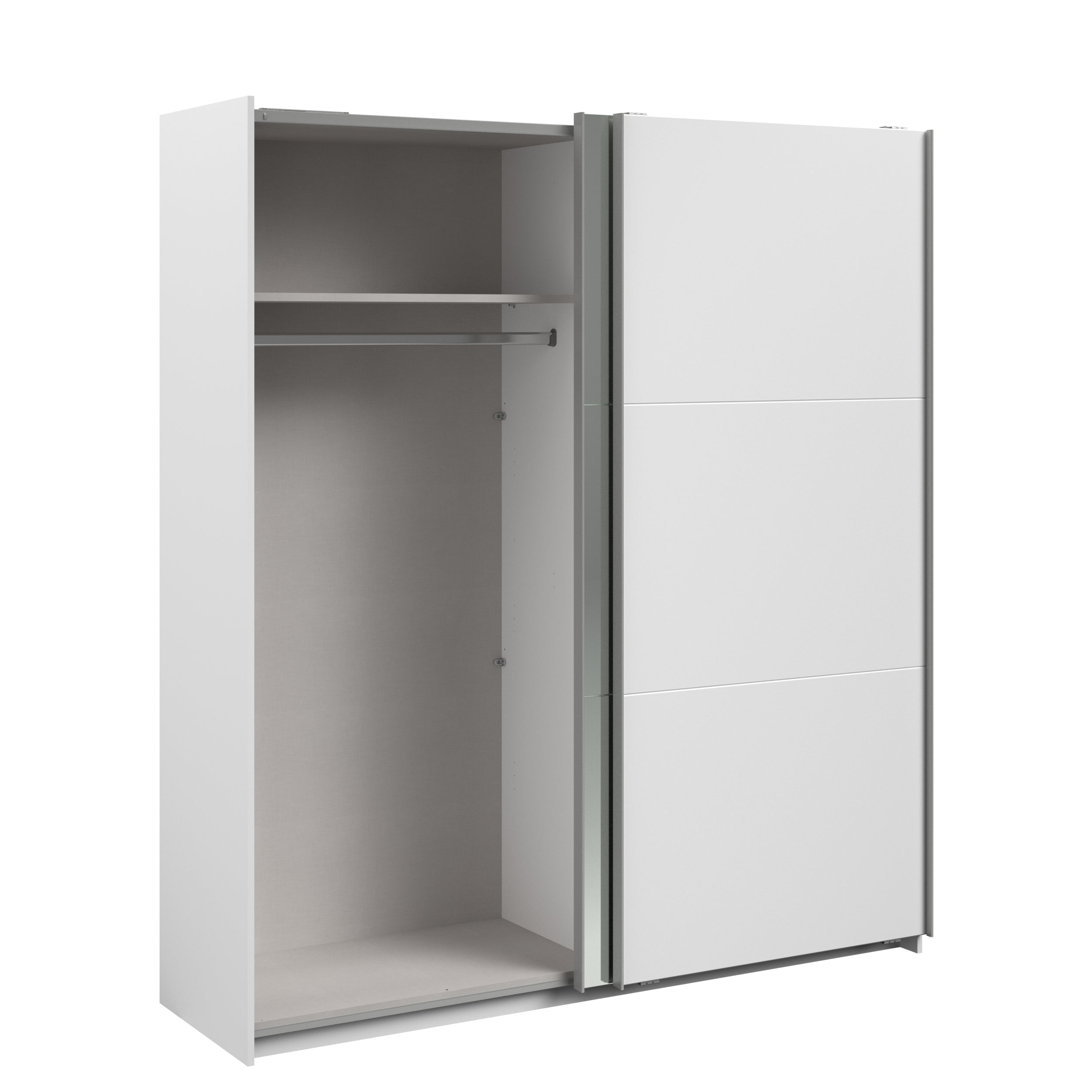 Kleiderschrank Swing 4 Weiß 178x203x59 cm – Schwebetürenschrank mit Spiegeltür & Stauraum