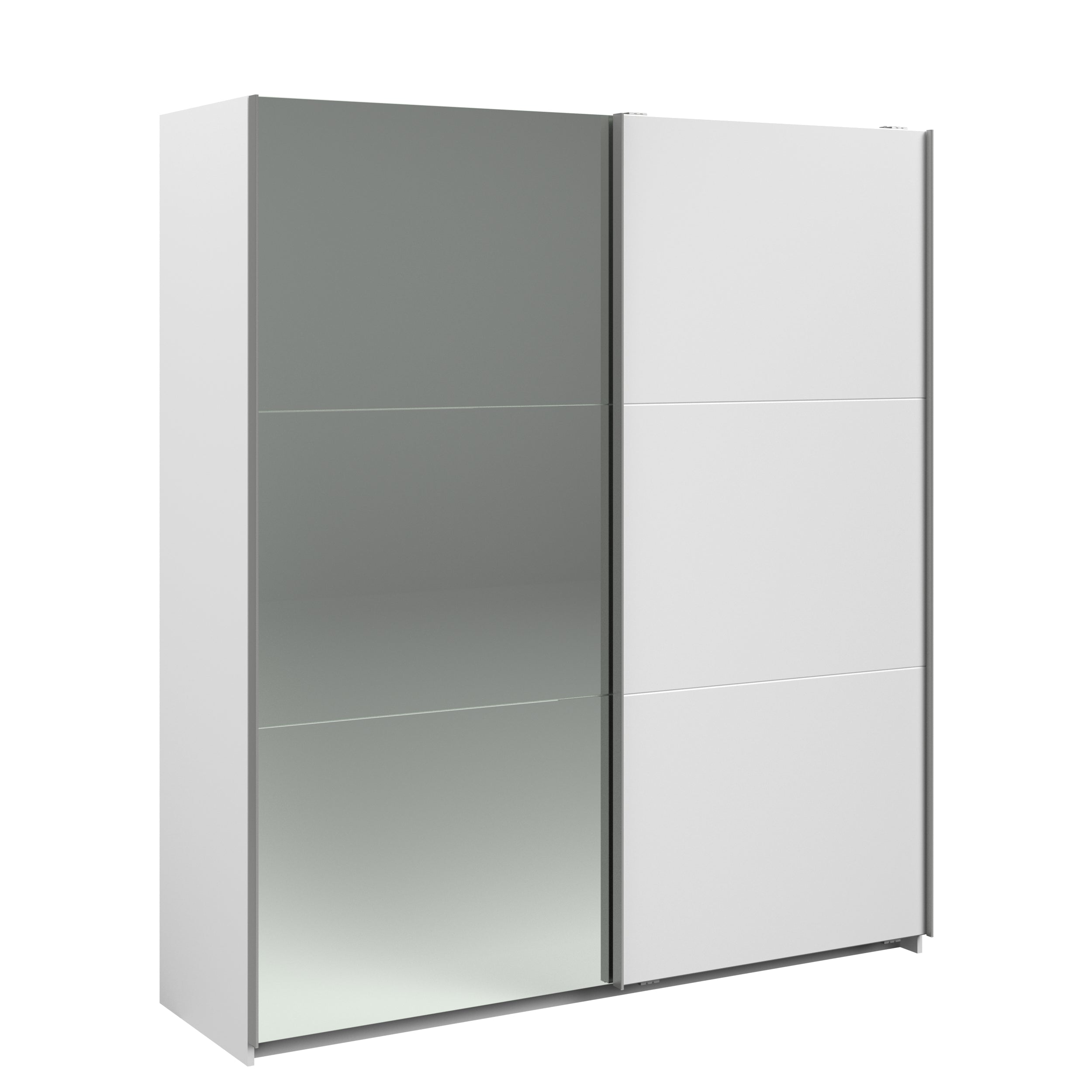 Kleiderschrank Swing 4 Weiß 178x203x59 cm – Schwebetürenschrank mit Spiegeltür & Stauraum