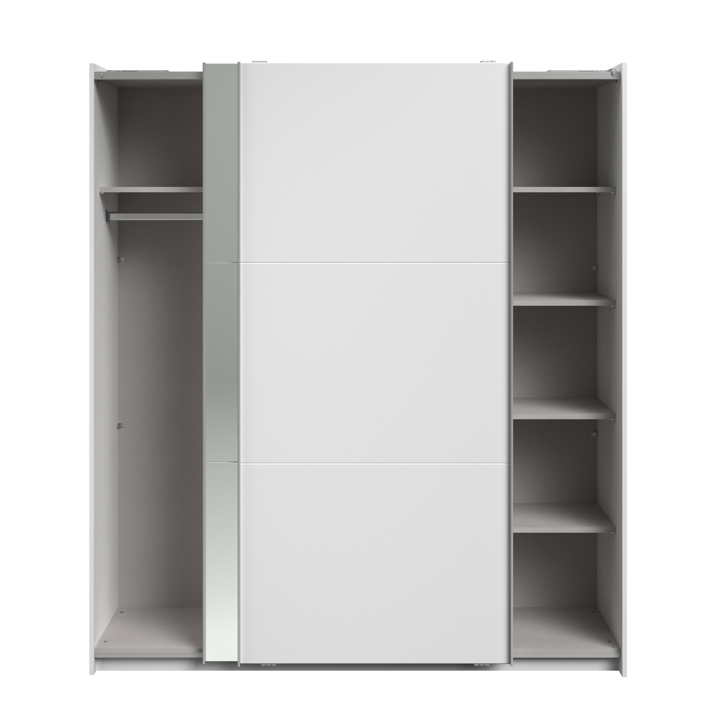 Kleiderschrank Swing 4 Weiß 178x203x59 cm – Schwebetürenschrank mit Spiegeltür & Stauraum