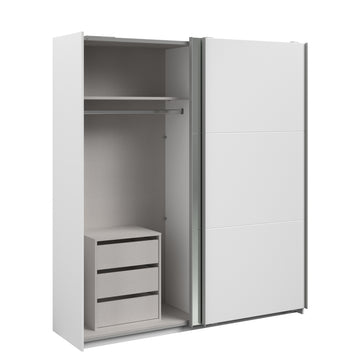 Parisot - Swing 14 | Kleiderschrank mit Spiegeltür Links und Schubkasteneinsatz – 3SK, Schiebetüren, Soft-Close, großzügiger Stauraum