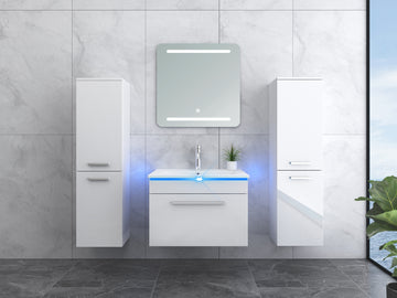 Badmöbel-Set Temur Weiß – LED-Spiegel, Soft-Close Unterschrank & Keramik-Waschbecken 60 cm, 90 cm oder 120 cm