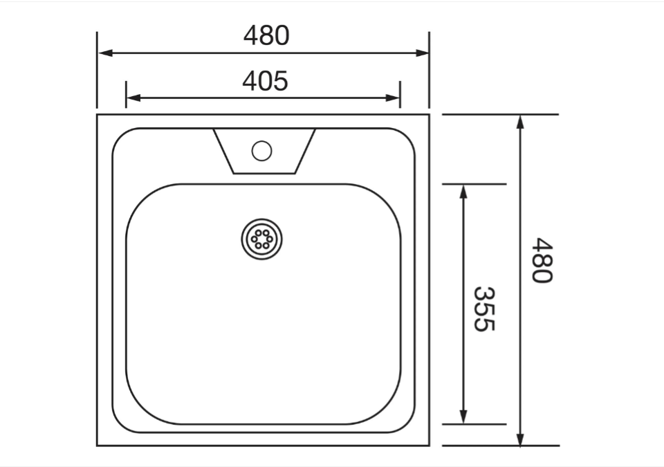 Eingebaute Edelstahlspüle in verschiedenen Größen, inklusive Siphon-Set und Armaturen