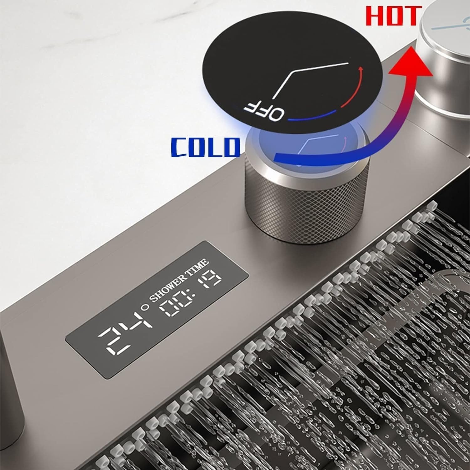 Wasserfall-Küchenspüle – Nano Edelstahlspüle mit 4-fach Armatur, Sprudelwasserhahn, Überlauf, Siphon & Zubehör-gold-silber