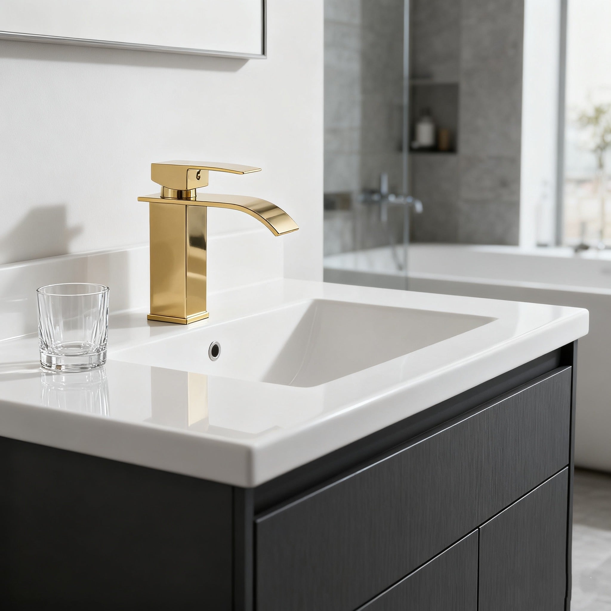 Armatur Wasserfall – Designer-Armatur aus Messing mit Einhebelmischer & Wasserfall-Auslauf