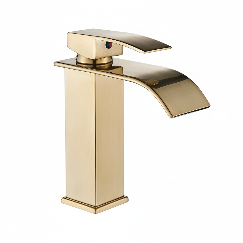 Armatur Wasserfall – Designer-Armatur aus Messing mit Einhebelmischer & Wasserfall-Auslauf