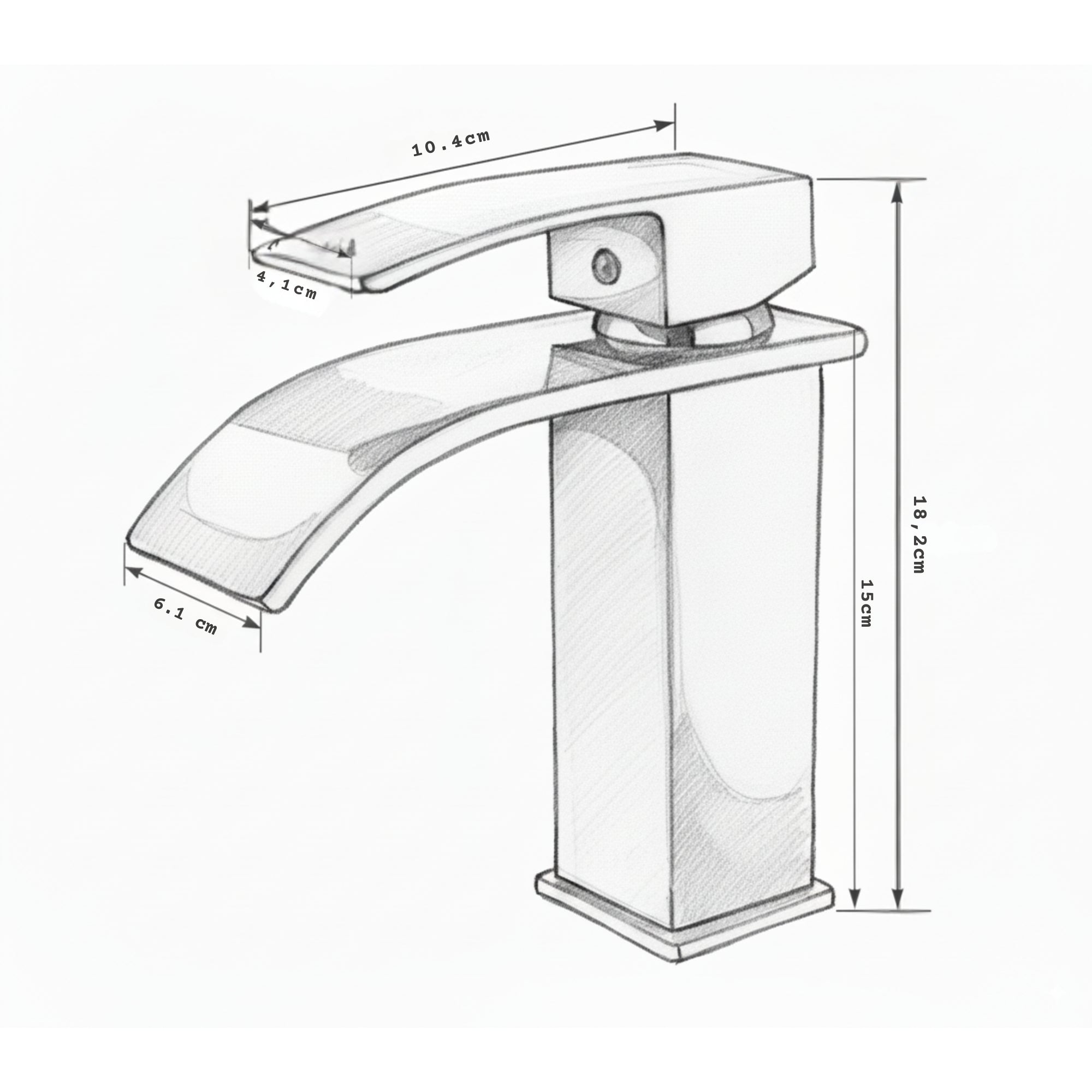 Wasserfall Waschtischarmatur Chrom – Designer-Armatur aus Messing mit Einhebelmischer & Wasserfall-Auslauf