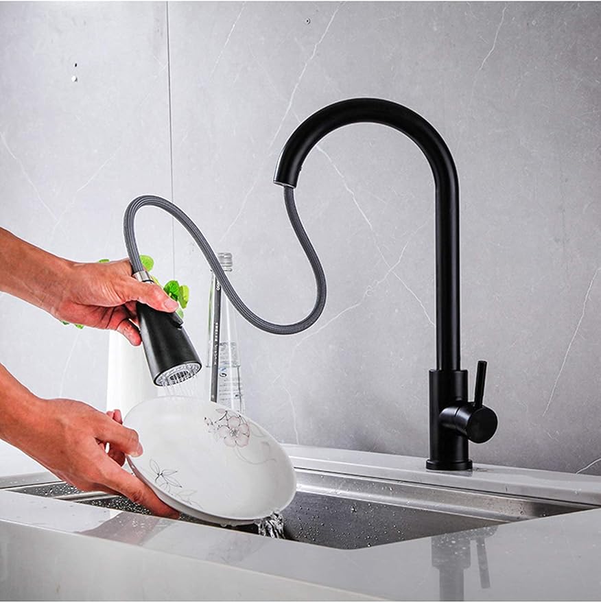 Wave_Kuechenarmatur_Schwarz_Ausziehbare_Armatur_mit_Brause_360_Drehbereich_Edelstahl_304