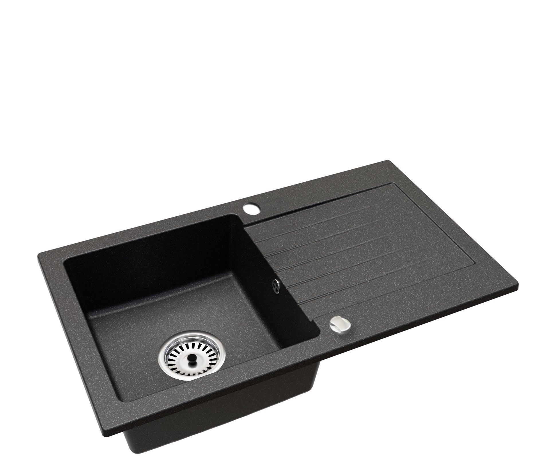 Granitspüle 76x44 + Armatur Steel – inkl. Siphon-Set