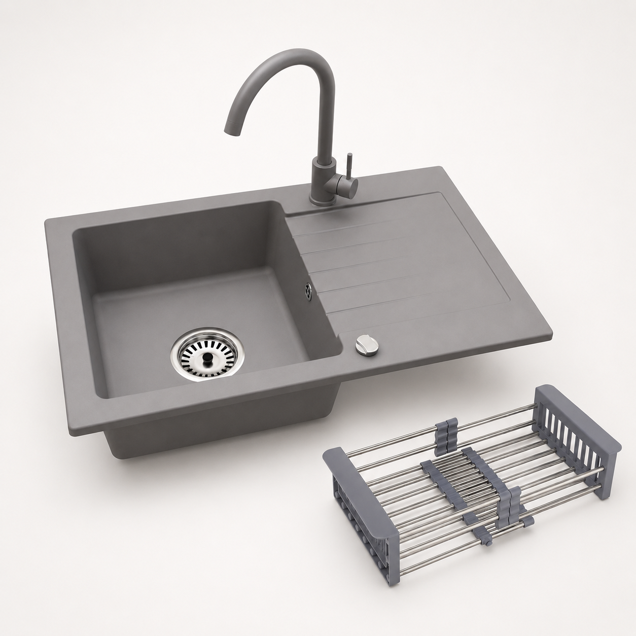 Faizee Home Alisha Granitspüle Set mit passender Armatur & Zubehör-Auswahl