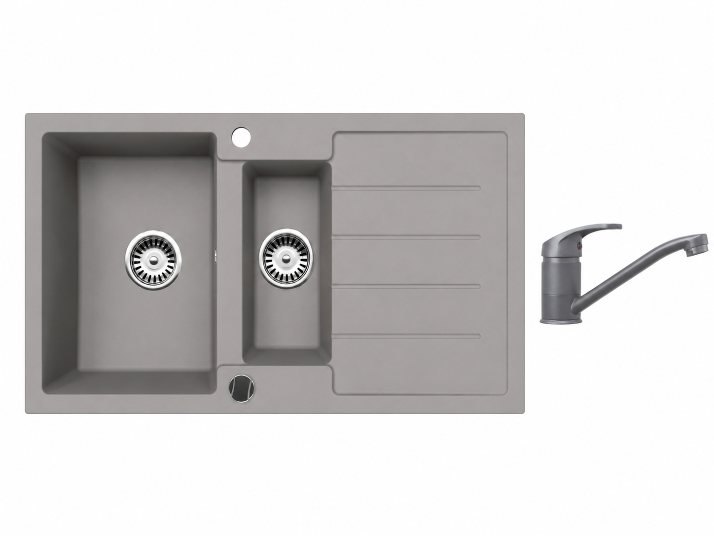 Faizee Home Granitspüle 100 × 50 cm mit 1,5 Becken – inkl. wählbarer Armatur & Siphon-Set