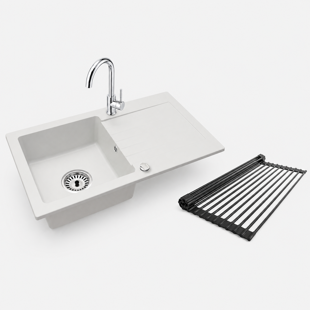Faizee Home Alisha Granitspüle Set mit passender Armatur & Zubehör-Auswahl