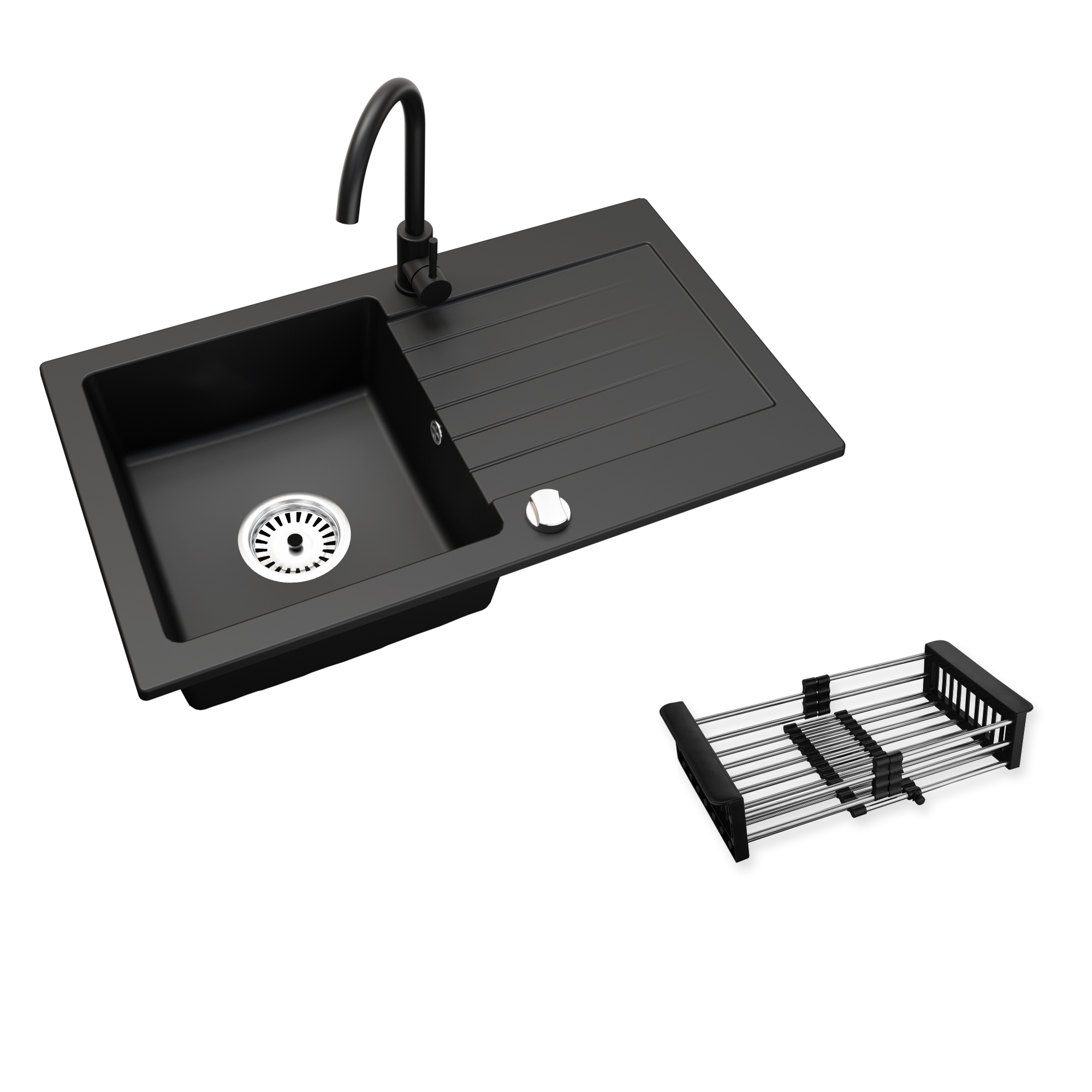 Faizee Home Alisha Granitspüle Set mit passender Armatur & Zubehör-Auswahl