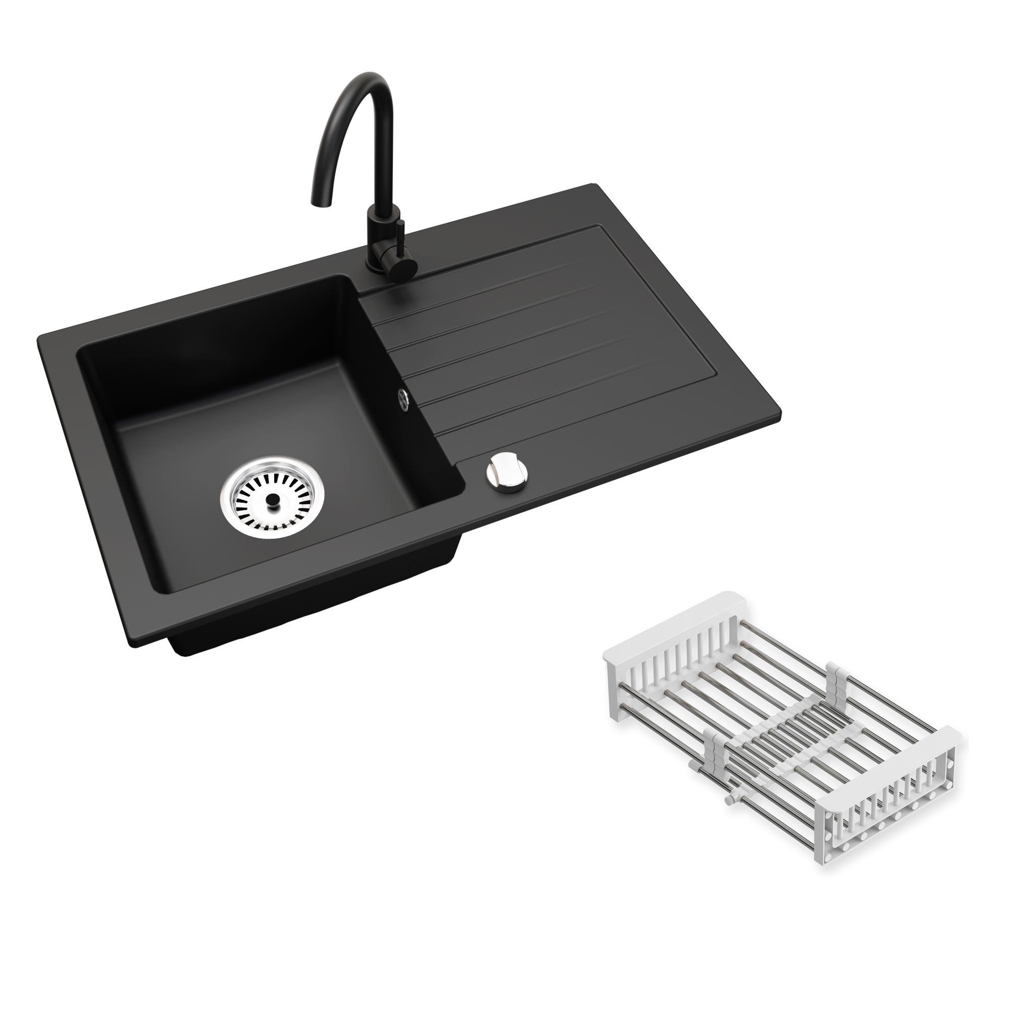 Faizee Home Alisha Granitspüle Set mit passender Armatur & Zubehör-Auswahl