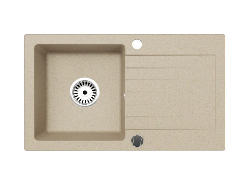 Faizee Home Alisha Granitspüle 75x44 cm – kratzfeste Einbauspüle für moderne Küchen inkl. Siphon-Set